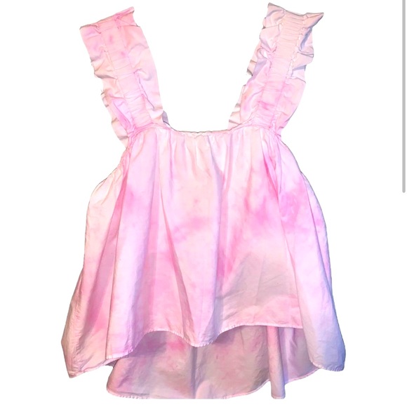 New Zara Pink Tie Dye Poplin Top - Picture 6 of 14